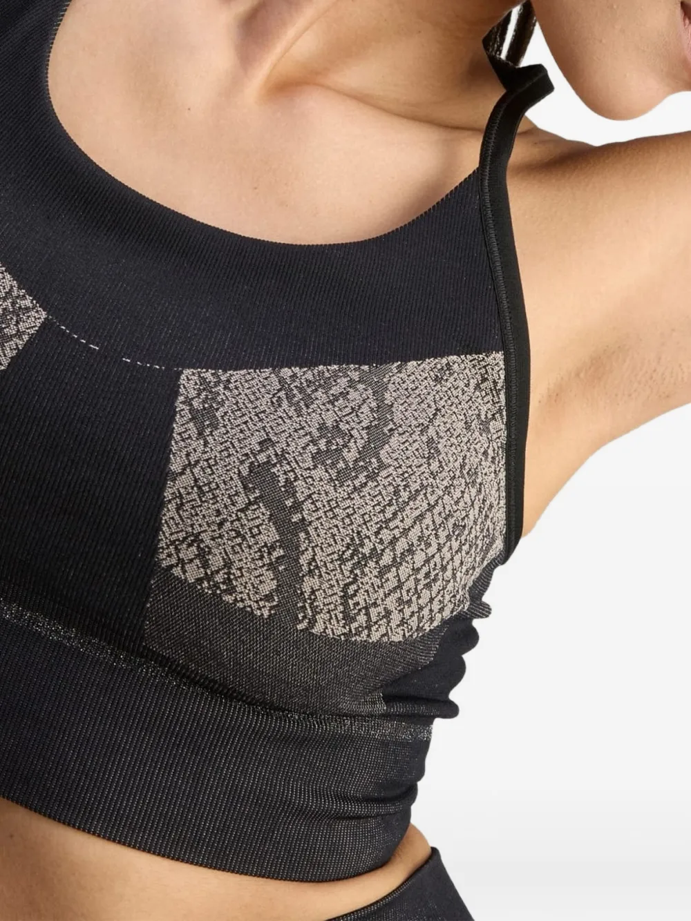 Adidas By Stella Mccartney Snakeskin-print Sport Bra In Black