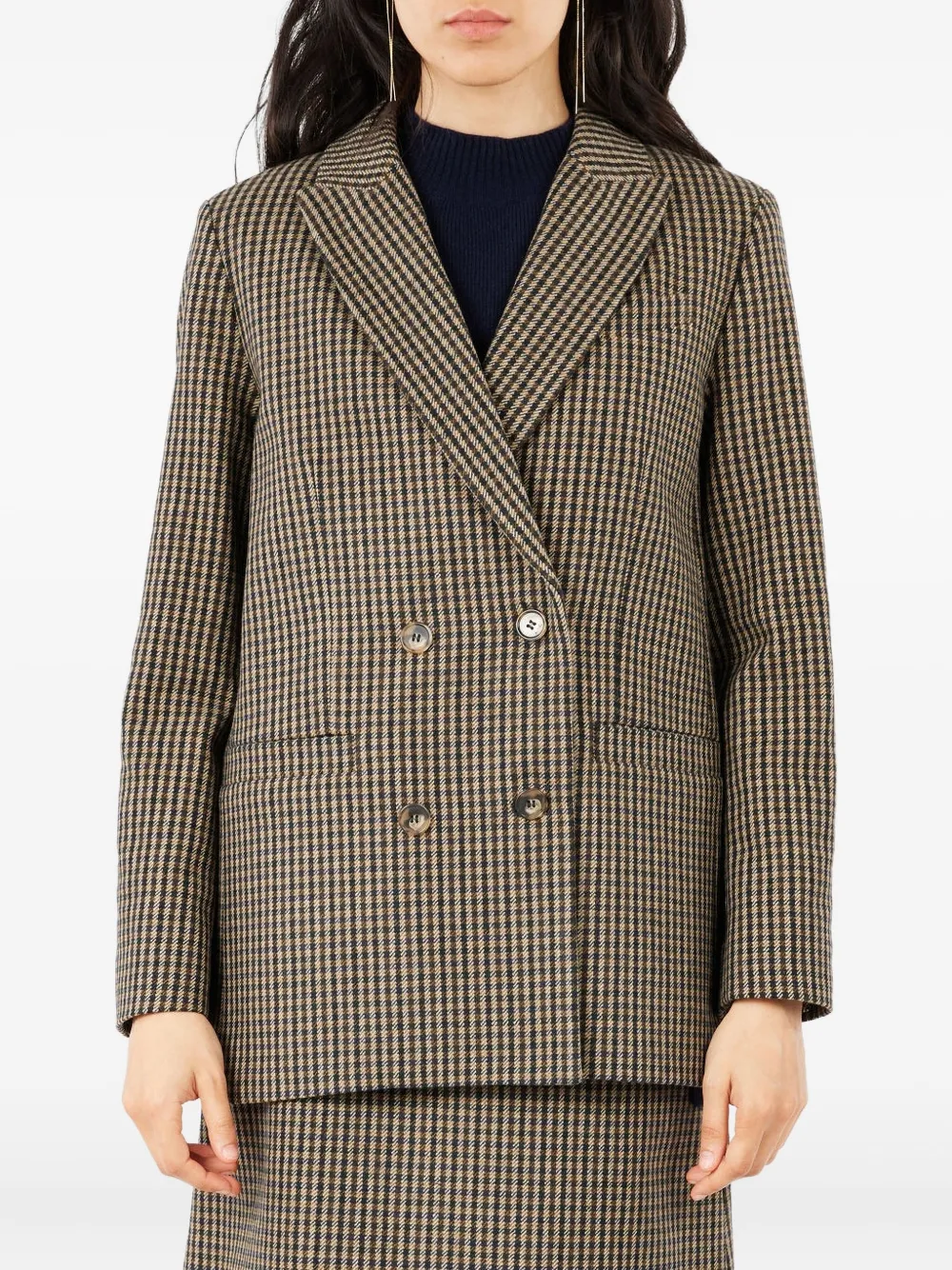 A.P.C. Gingham-check double-breasted coat | Brown | Image 1