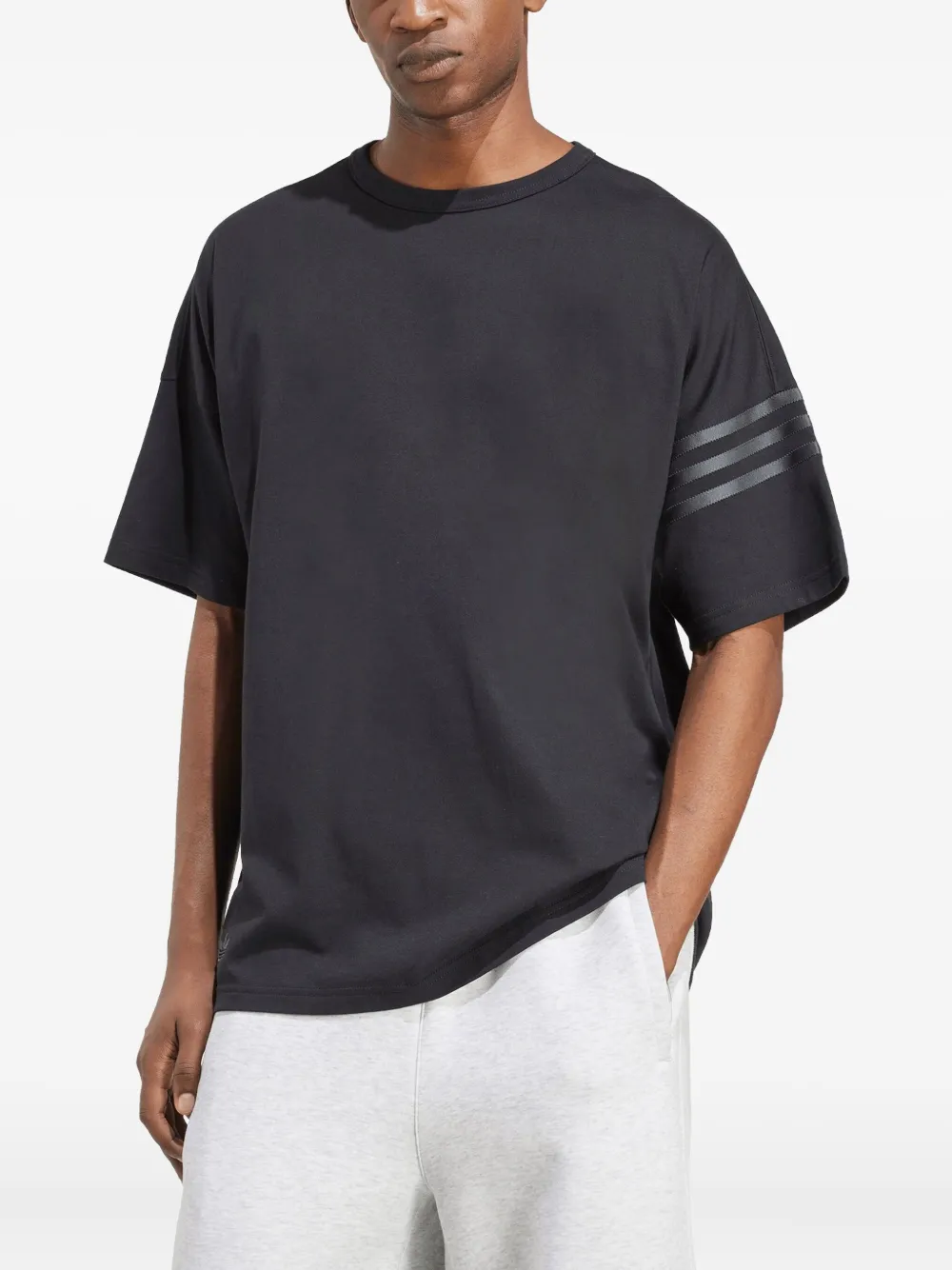 adidas Katoenen T-shirt met drie strepen en logo Zwart