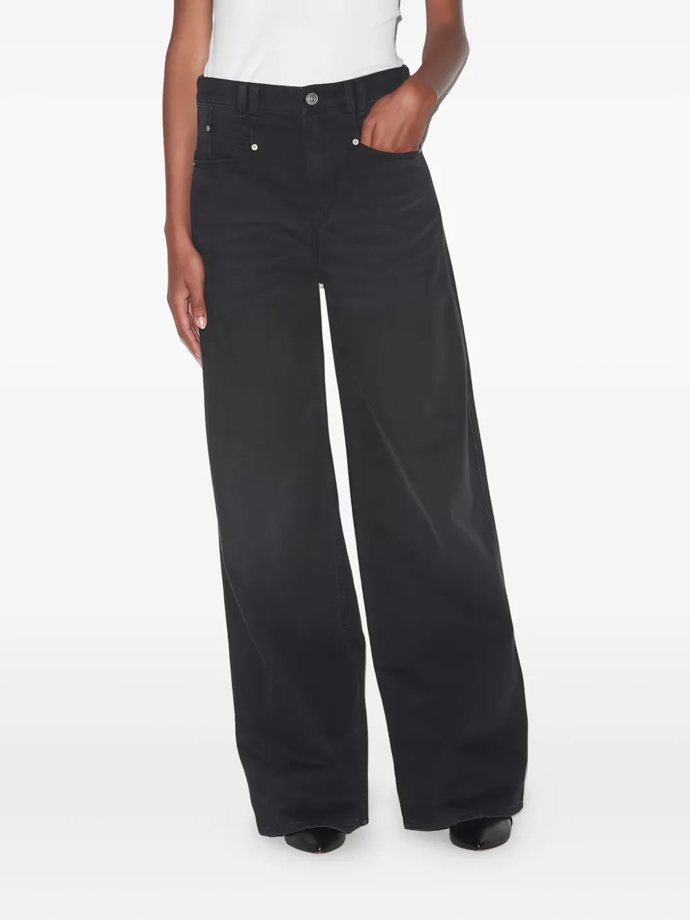 Isabel Marant Étoile High-waisted Wide-leg Jeans In Black