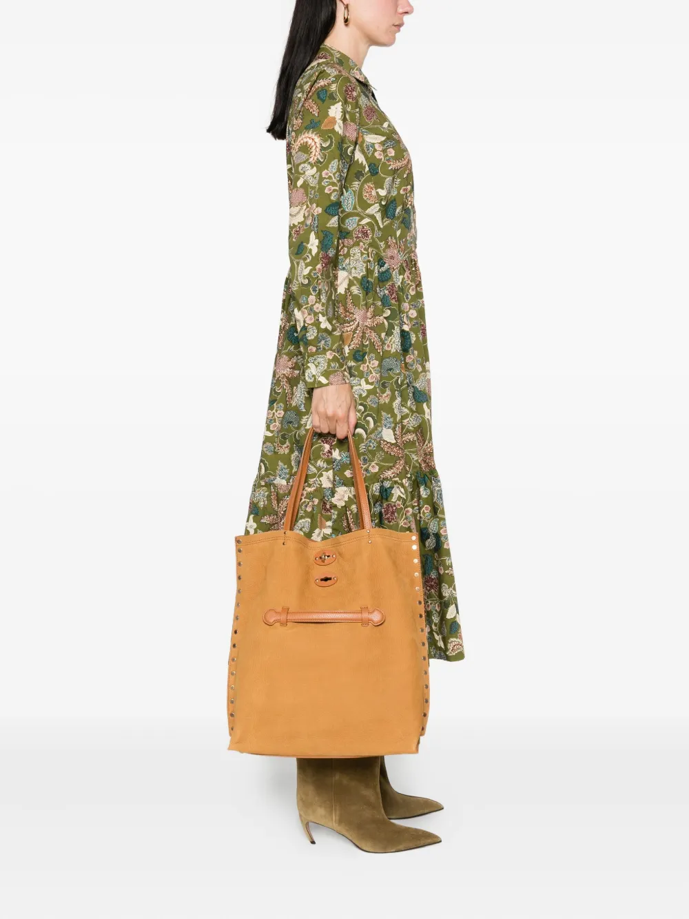 Zanellato studded foldover tote bag Bruin