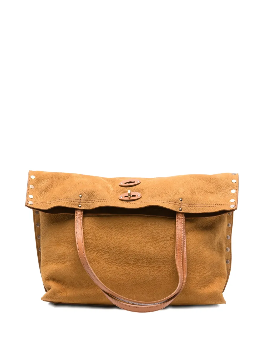 Zanellato studded foldover tote bag Bruin