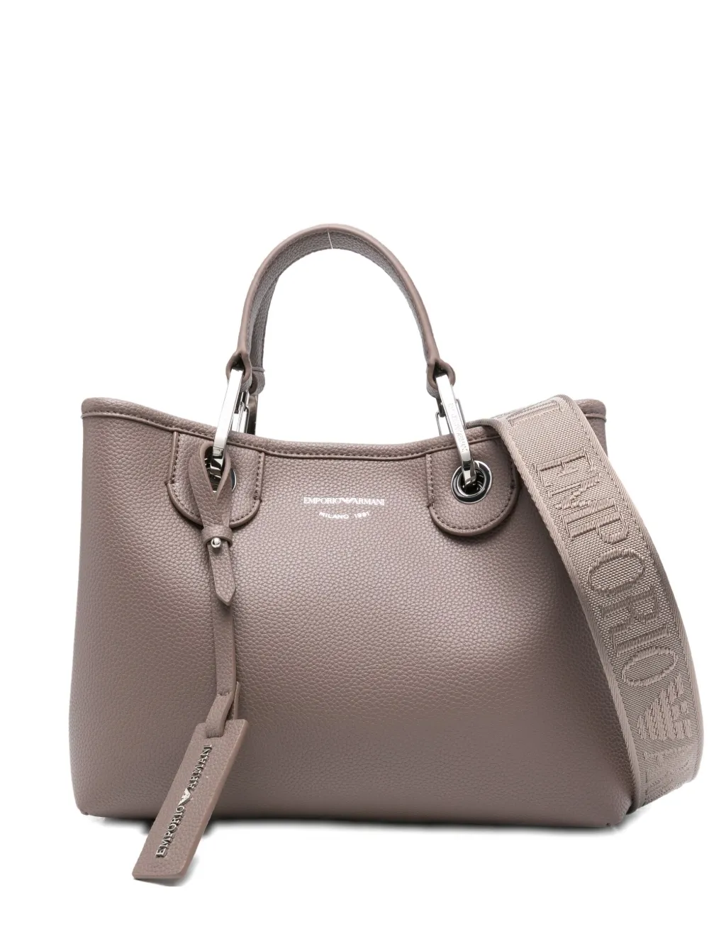 Emporio Armani Taupe Eco-leather Shopping Bag In Brown