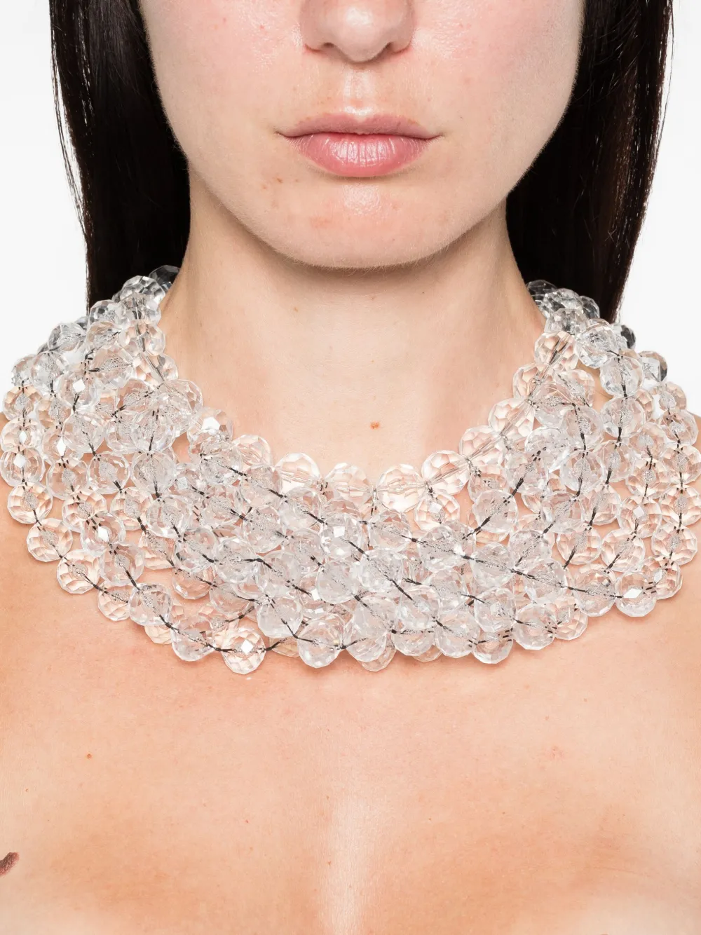 Emporio Armani Halsketting met gefacetteerde bollen - Wit