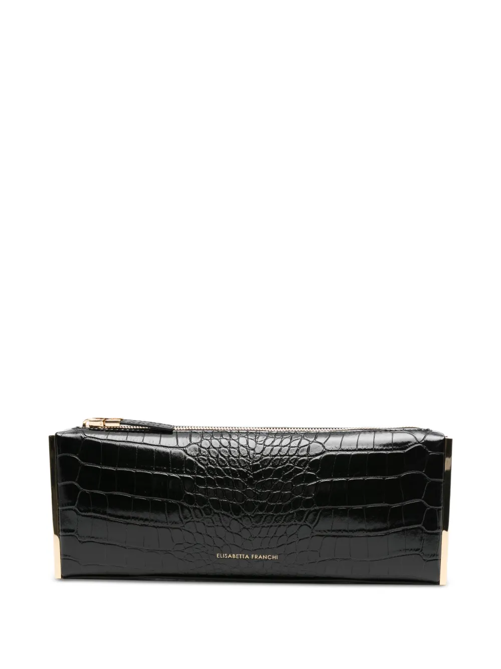 Elisabetta Franchi Clutch met krokodillen-reliëf Zwart