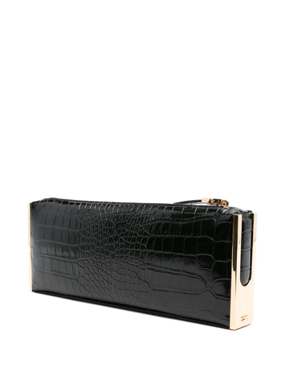 Elisabetta Franchi Clutch met krokodillen-reliëf Zwart