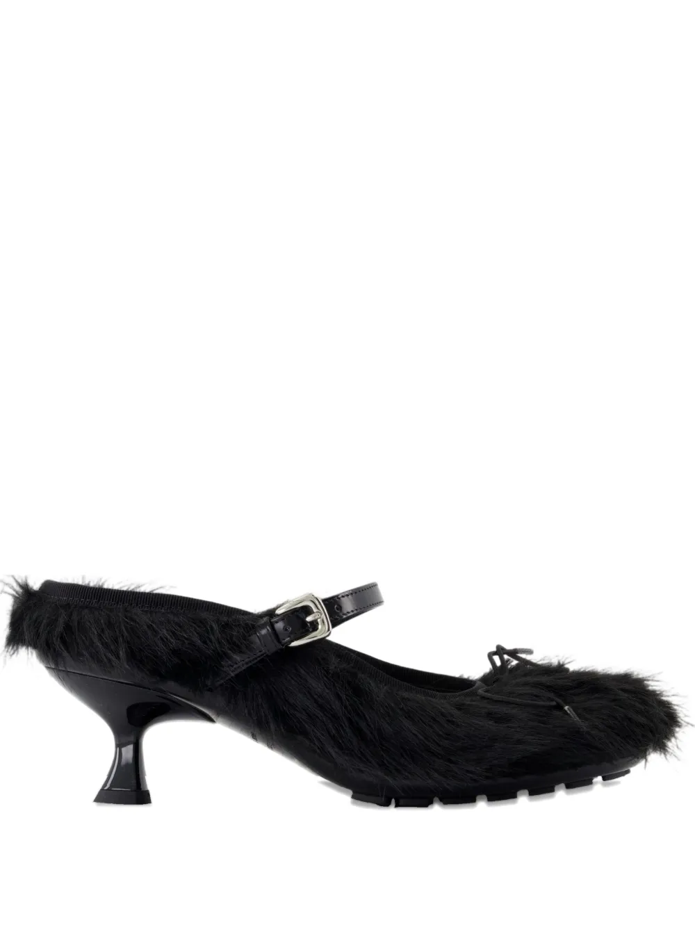 Simone Rocha 60mm fur-trimmed buckle mules Black