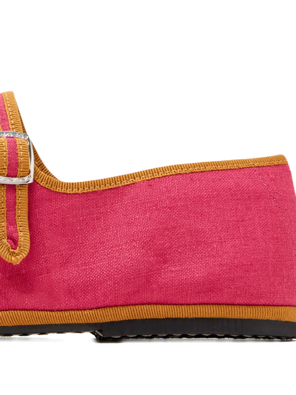 Capulette Bambina Buckle-strap Linen Ballet Flats In Pink