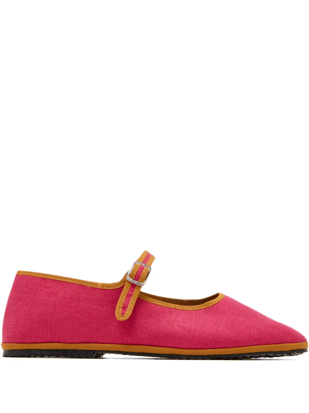 CAPULETTE Bambina buckle-strap linen ballet flats Pink