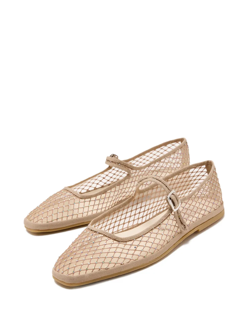 Capulette Crystal-embellishment Mesh Ballet Flats In Brown