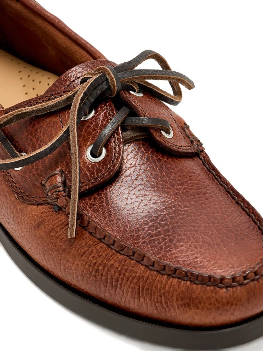 G.H. Bass & Co. textured leather lace-up boat shoes Brown