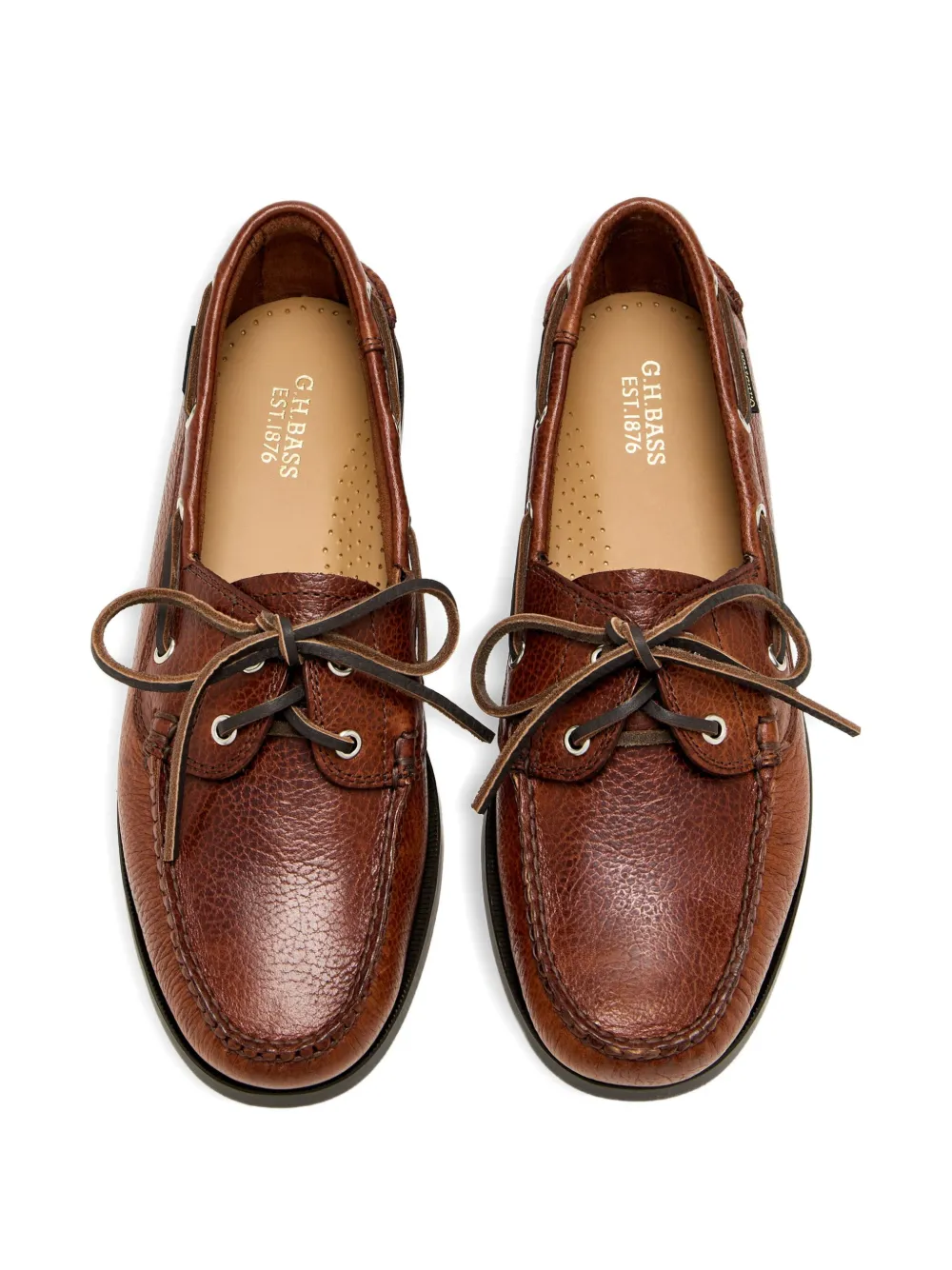 G.H. Bass & Co. textured leather lace-up boat shoes Brown