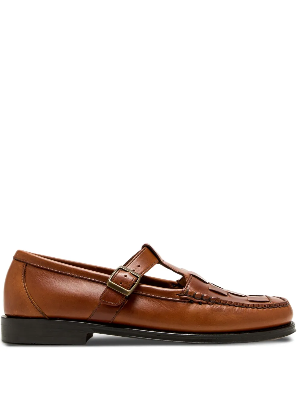 G.H. Bass & Co. woven buckled monk shoes Brown