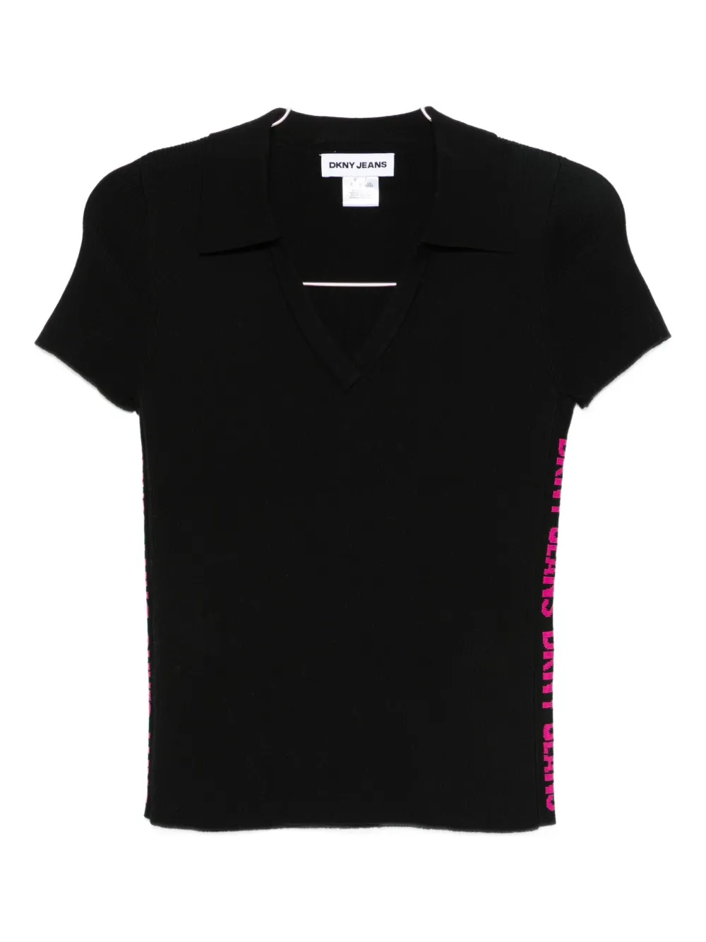 DKNY V-neck side-logo T-shirt Zwart