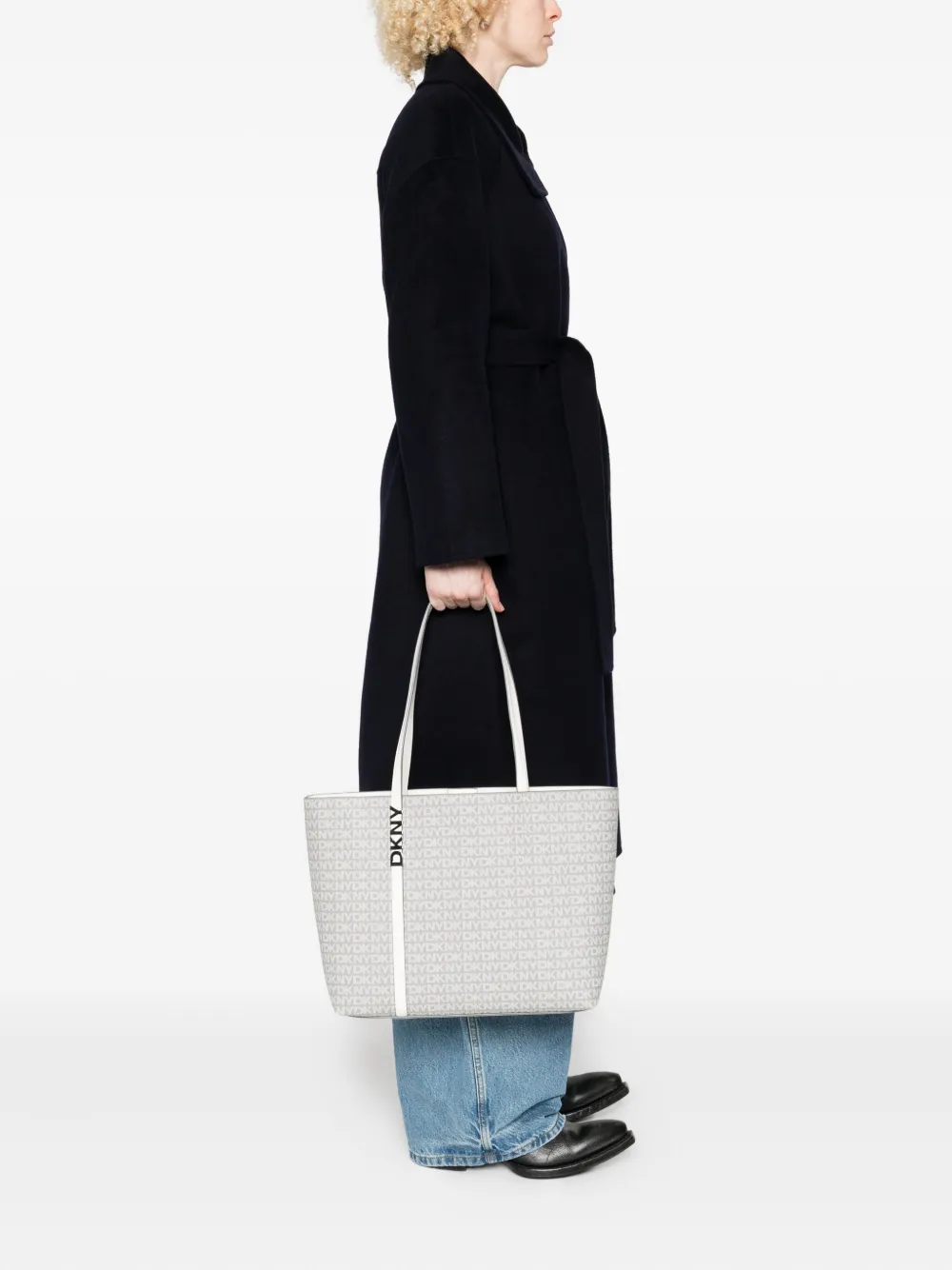 DKNY logo-plaque tote bag - Grijs