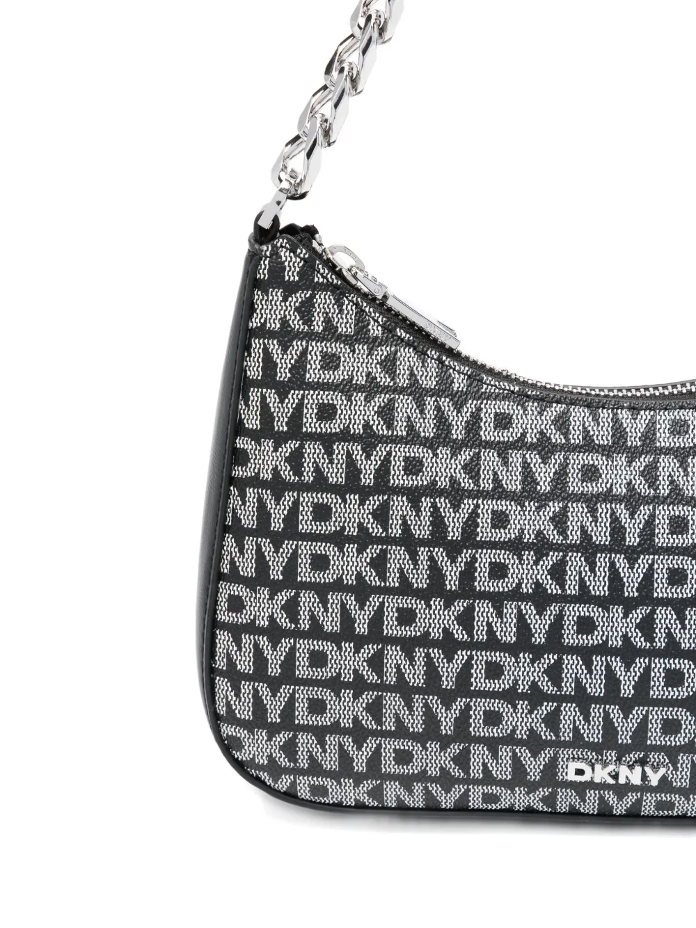 DKNY Jenna kleine crossbodytas met logoplakkaat en ketting Zwart