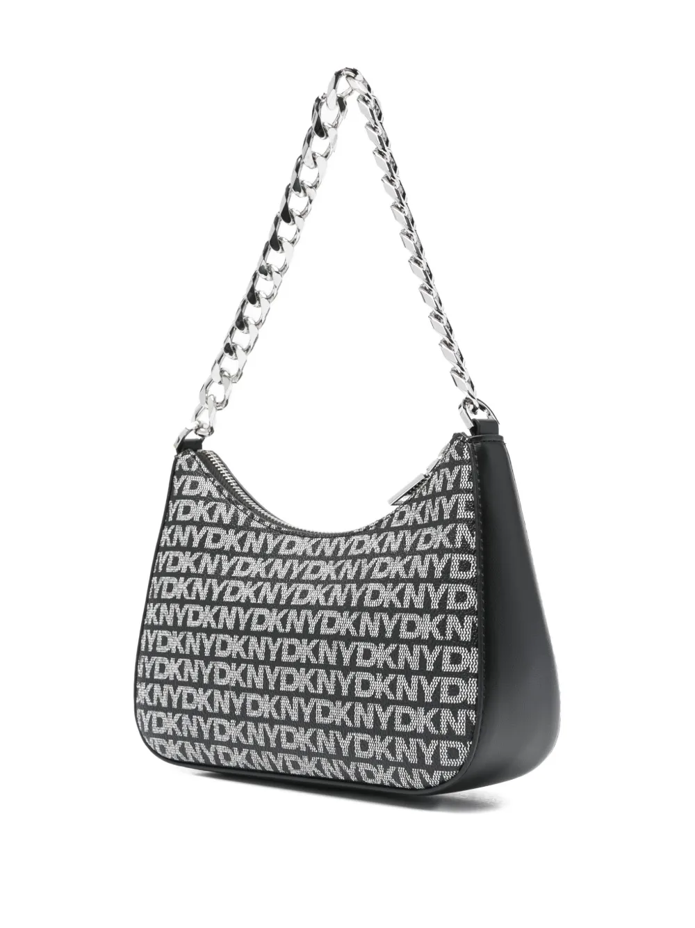 DKNY Jenna kleine crossbodytas met logoplakkaat en ketting Zwart