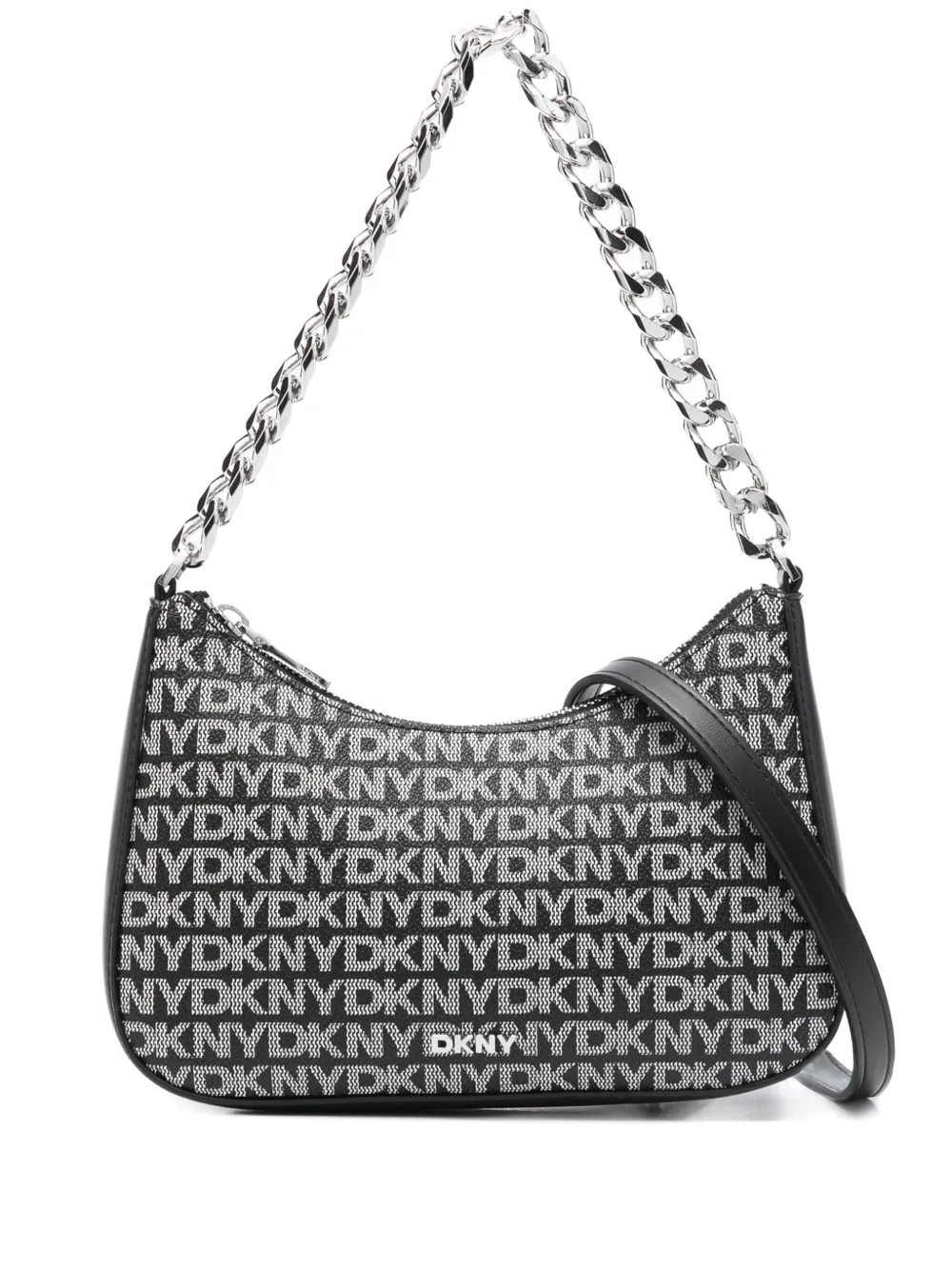 DKNY Jenna kleine crossbodytas met logoplakkaat en ketting Zwart