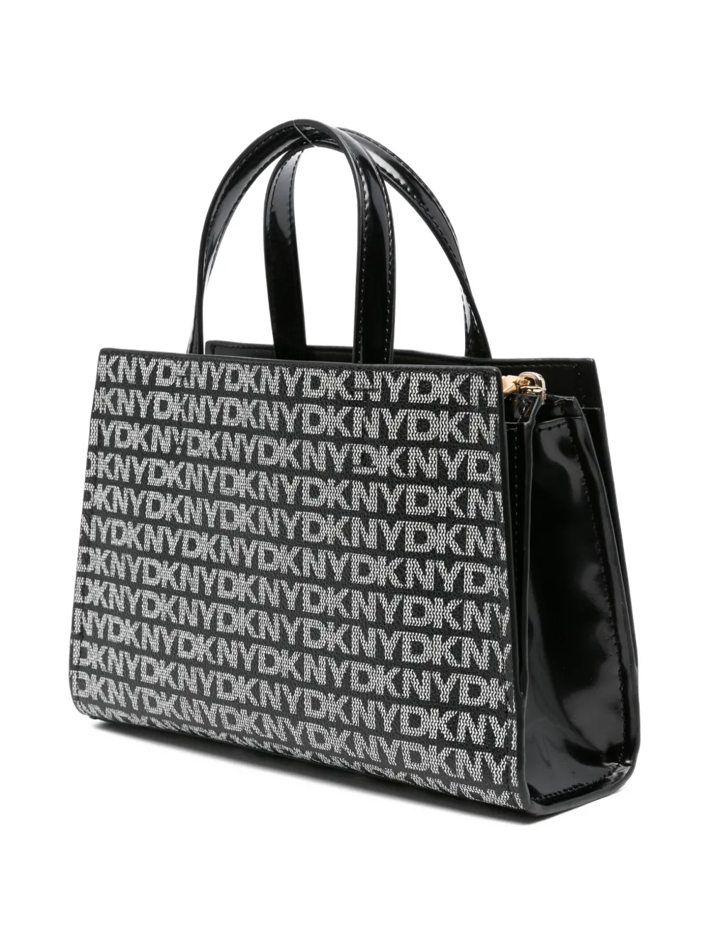 DKNY logo-plaque monogram tote bag Zwart