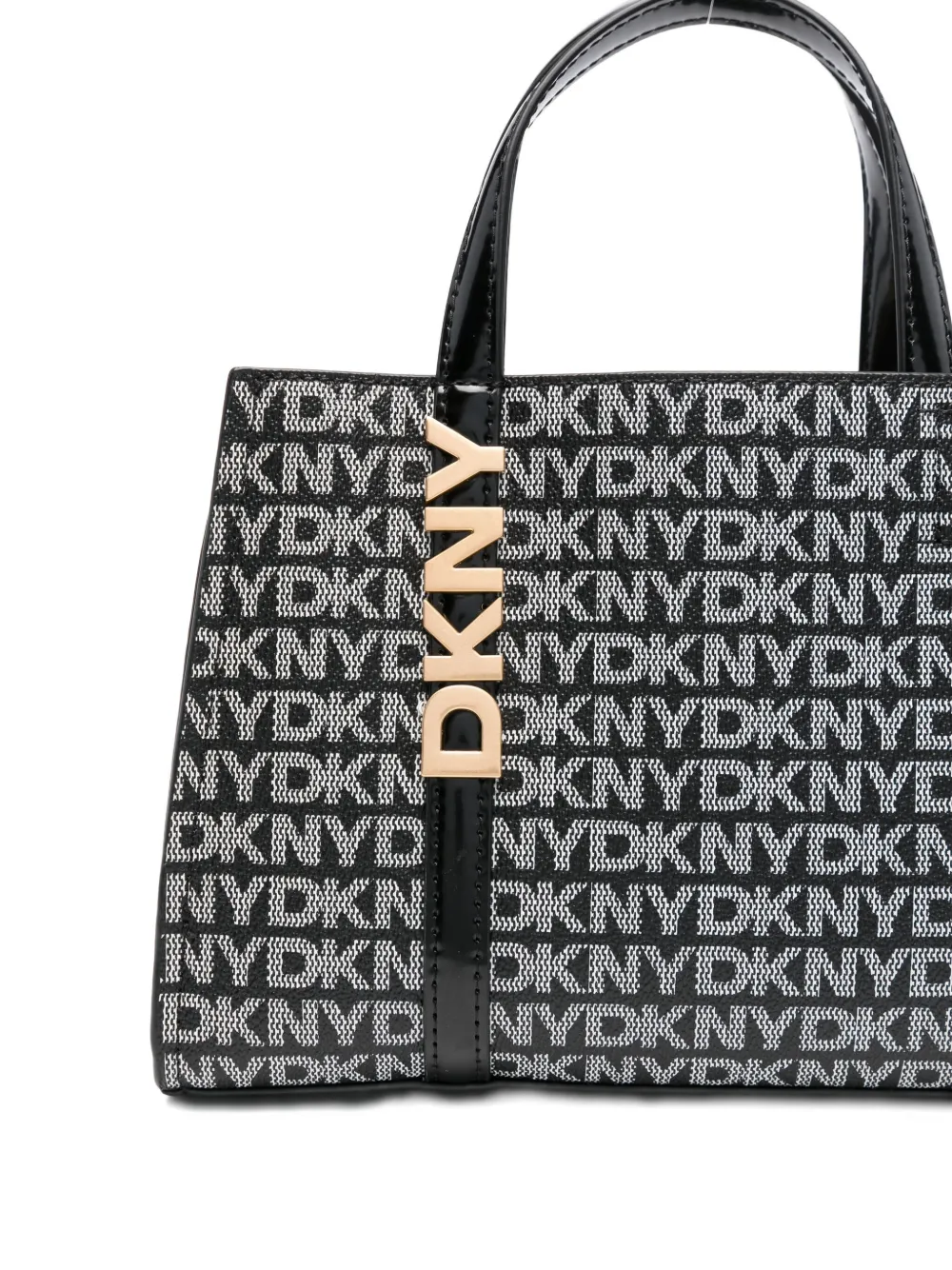 DKNY logo-plaque monogram tote bag Zwart