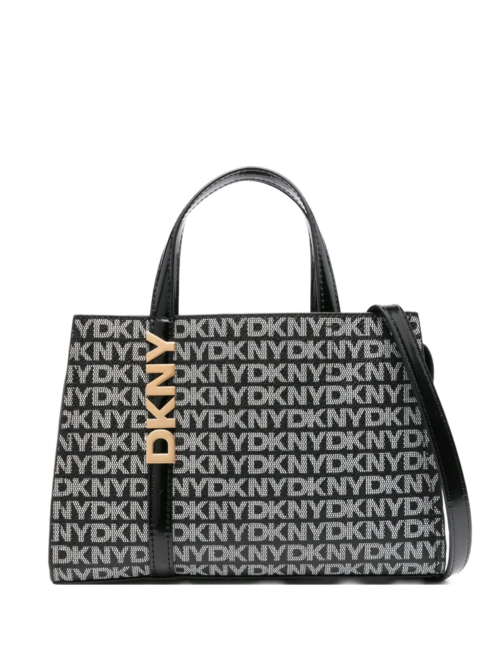 DKNY logo-plaque monogram tote bag Zwart
