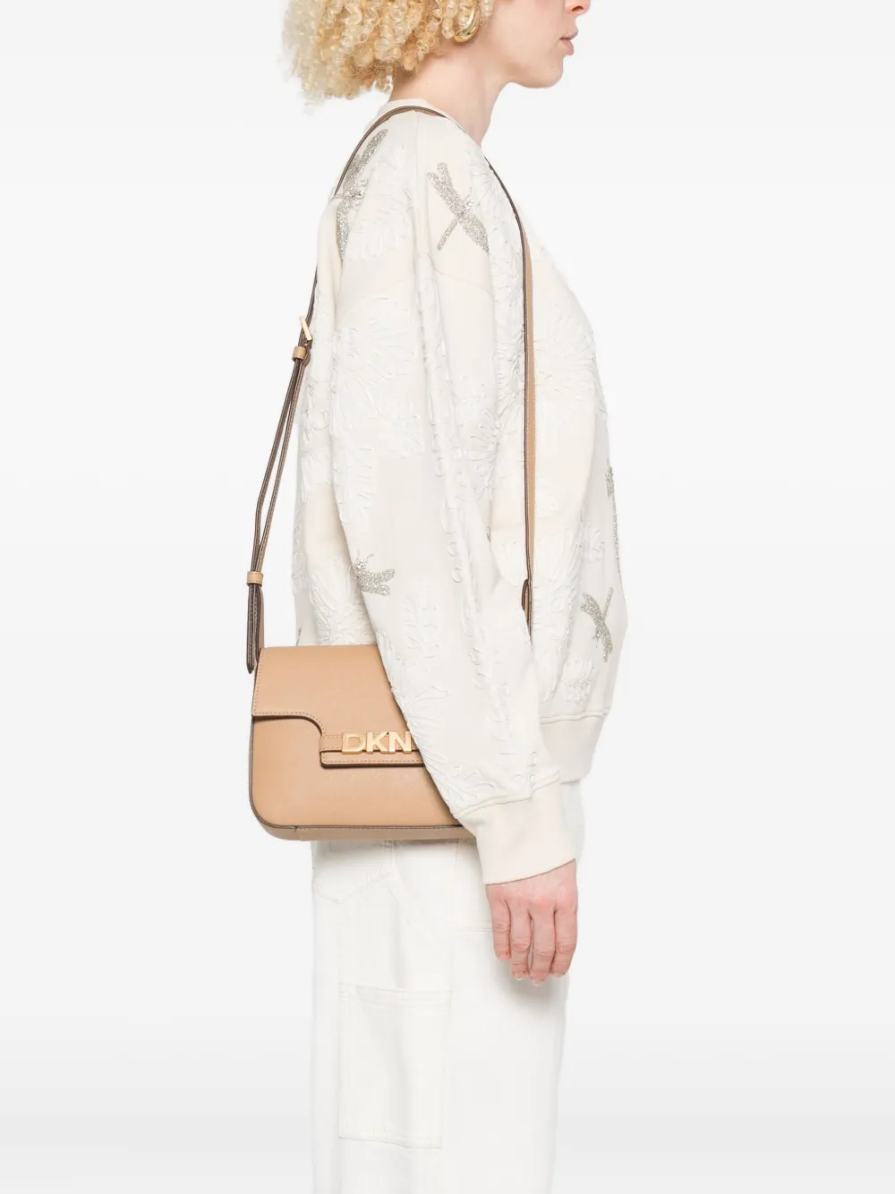 DKNY logo-plaque shoulder bag - Beige
