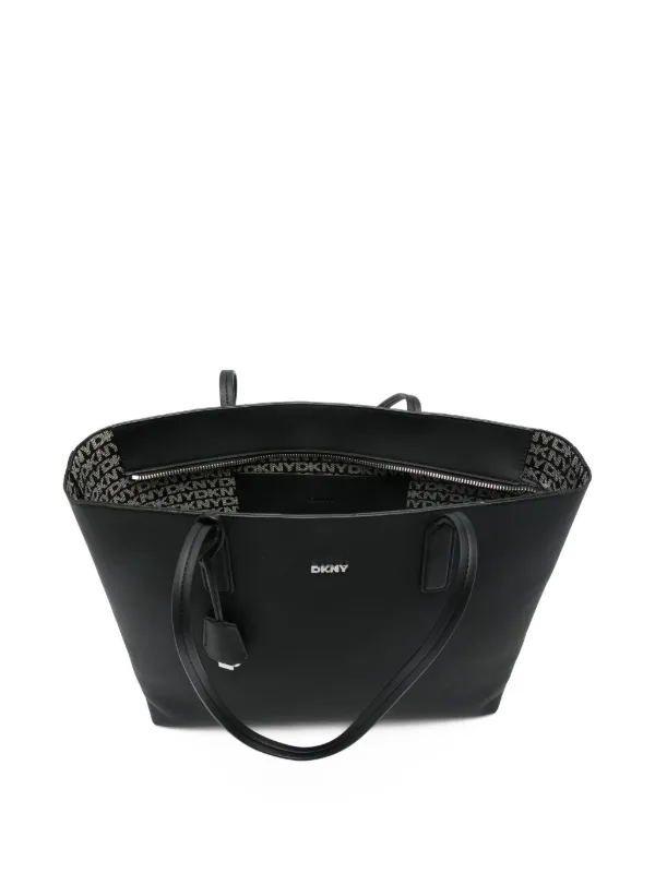 DKNY archive leather × wool best black DKNY zip-top Tote Bag | Black | FARFETCH UK