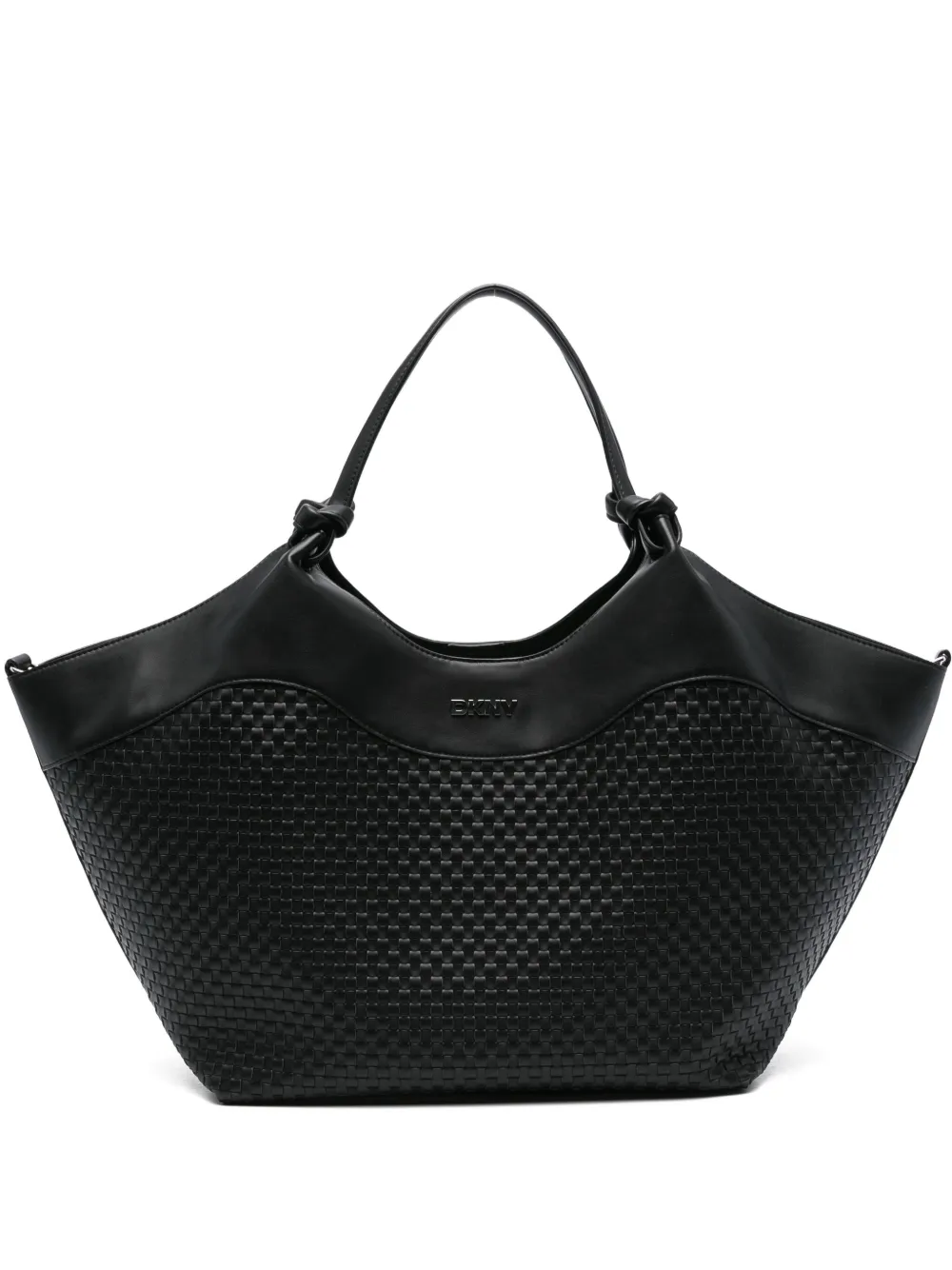 Dkny Large Paula Knotted Woven Tote Bag In Black