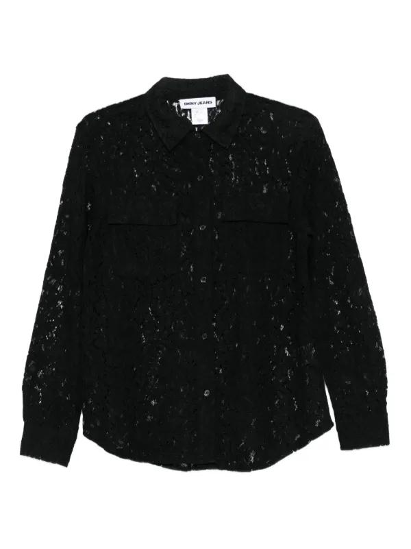 DKNY Lace long-sleeve Shirt Black FARFETCH PH