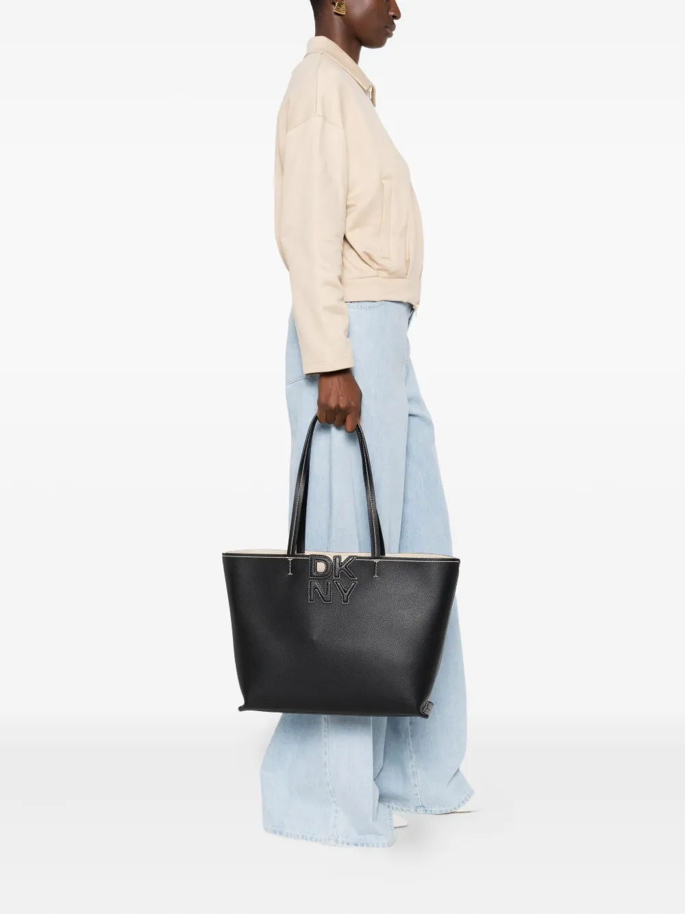 DKNY Nicole logo-plaque tote bag Zwart