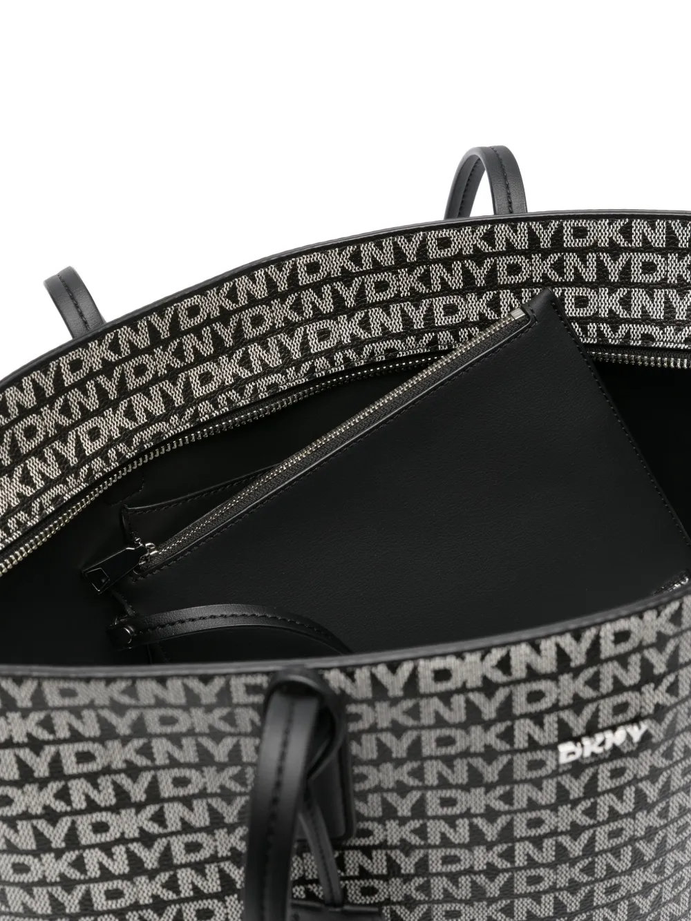 DKNY medium logo-pattern tote bag Zwart