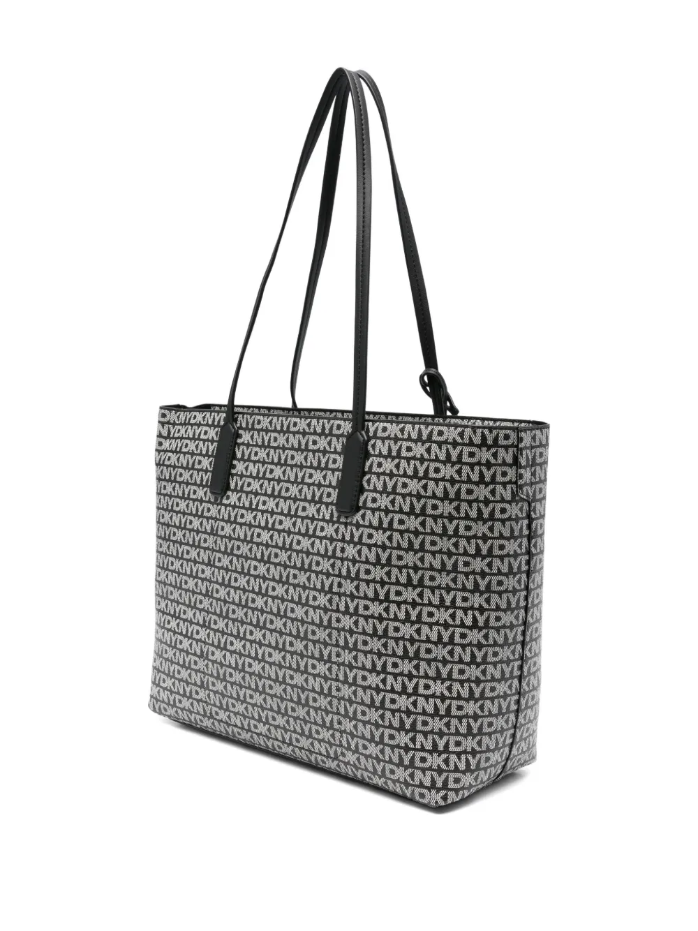 DKNY medium logo-pattern tote bag Zwart