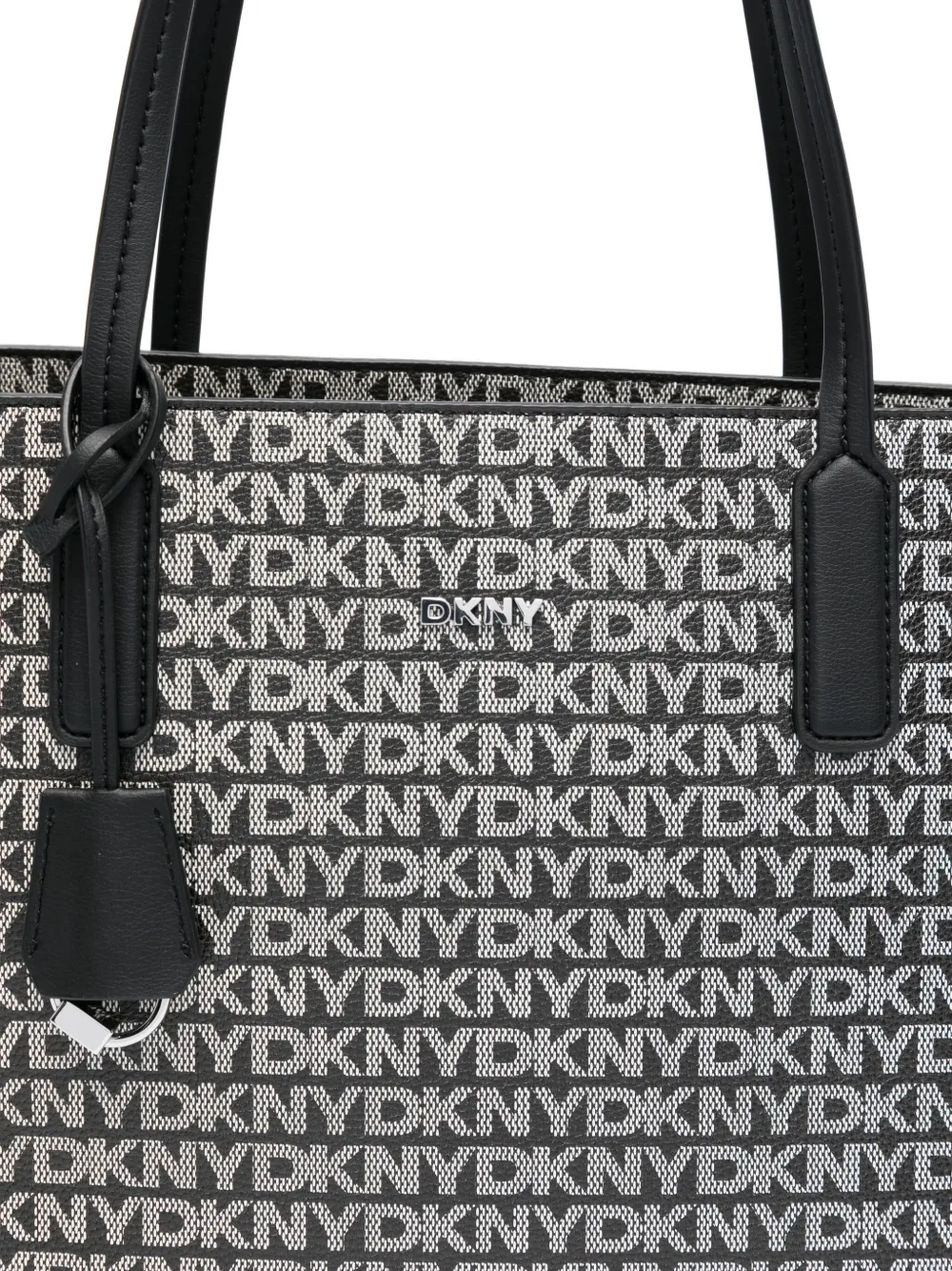 DKNY medium logo-pattern tote bag Zwart
