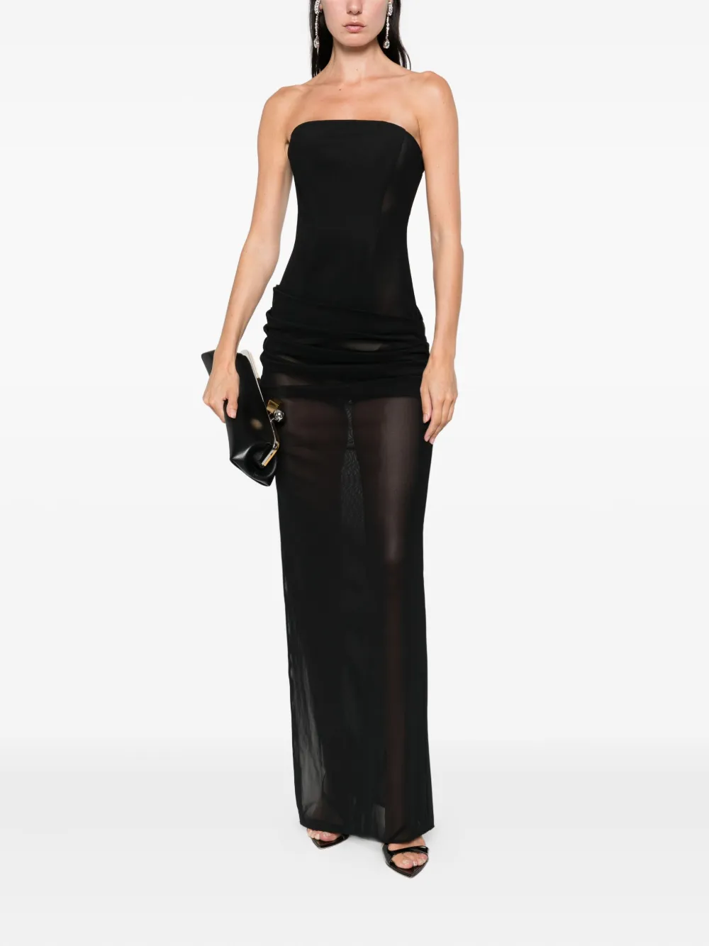 Alex Perry Maxi-jurk met mesh - Zwart