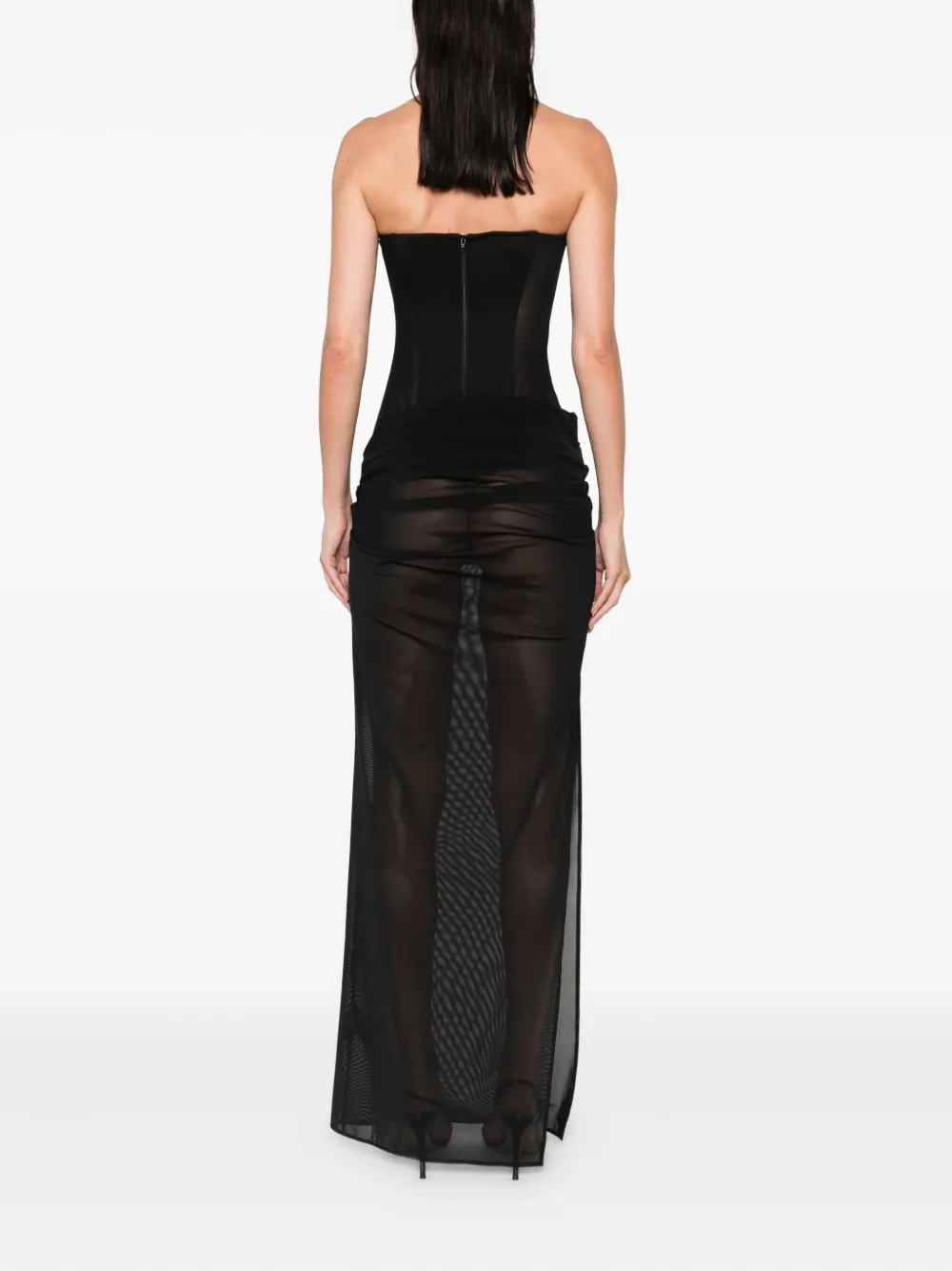 Alex Perry Maxi-jurk met mesh Zwart