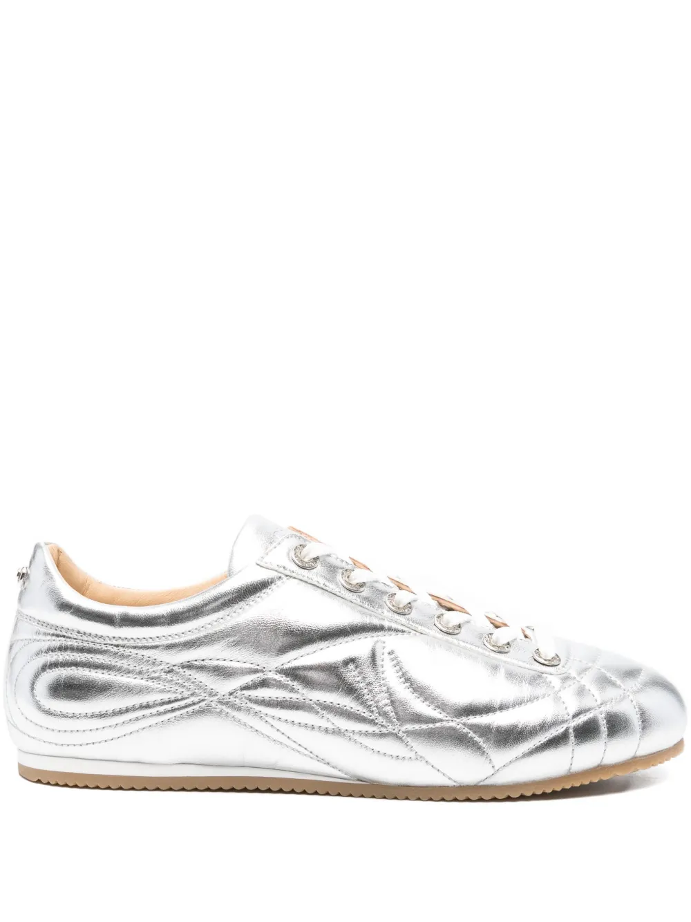 Mach&mach Quilted Leather Sneakers In Silver