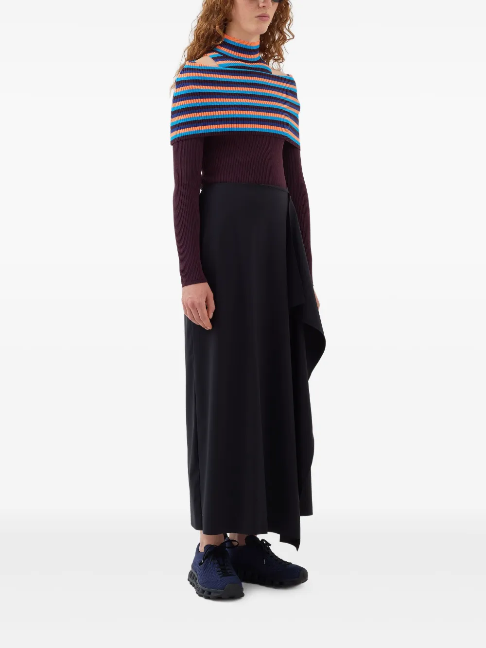 Sunnei folded striped top Paars