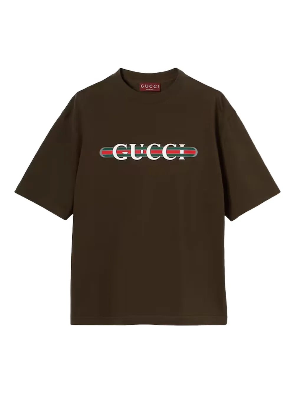Gucci T-shirt met logostreep Bruin