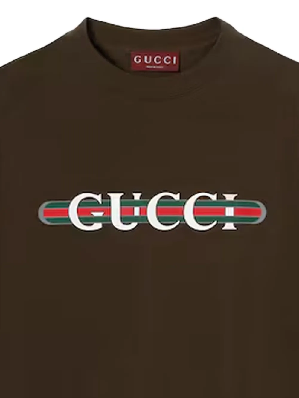 Gucci T-shirt met logostreep - Bruin