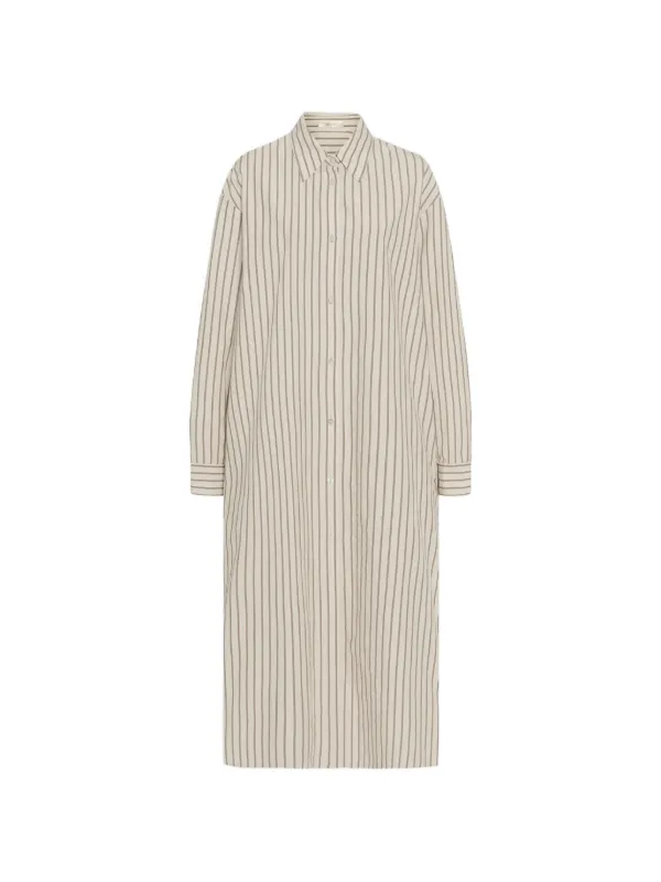 The Row Chihiro Striped Shirt Dress in Neutrals