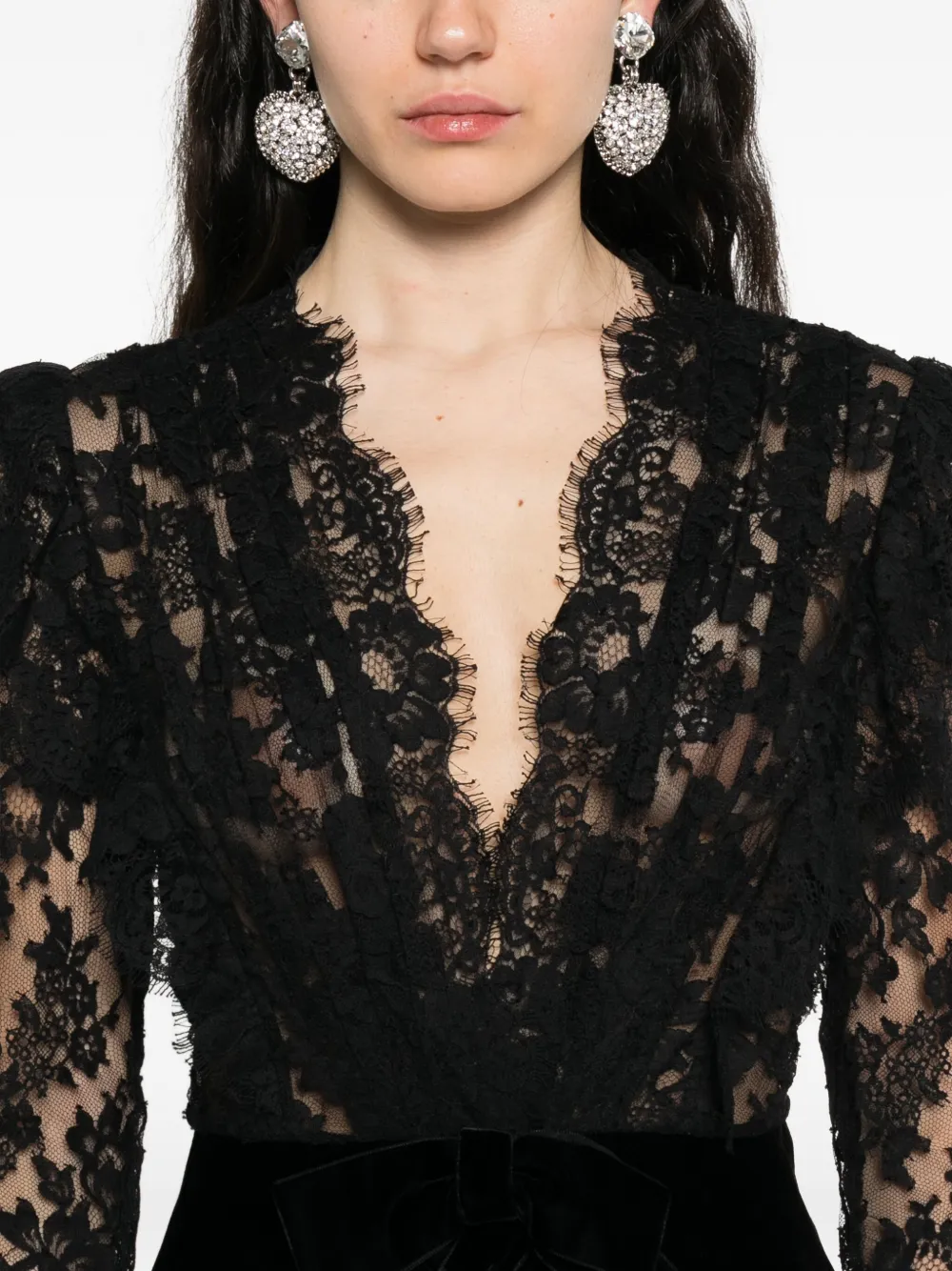 Alessandra Rich lace-embellished dress Zwart
