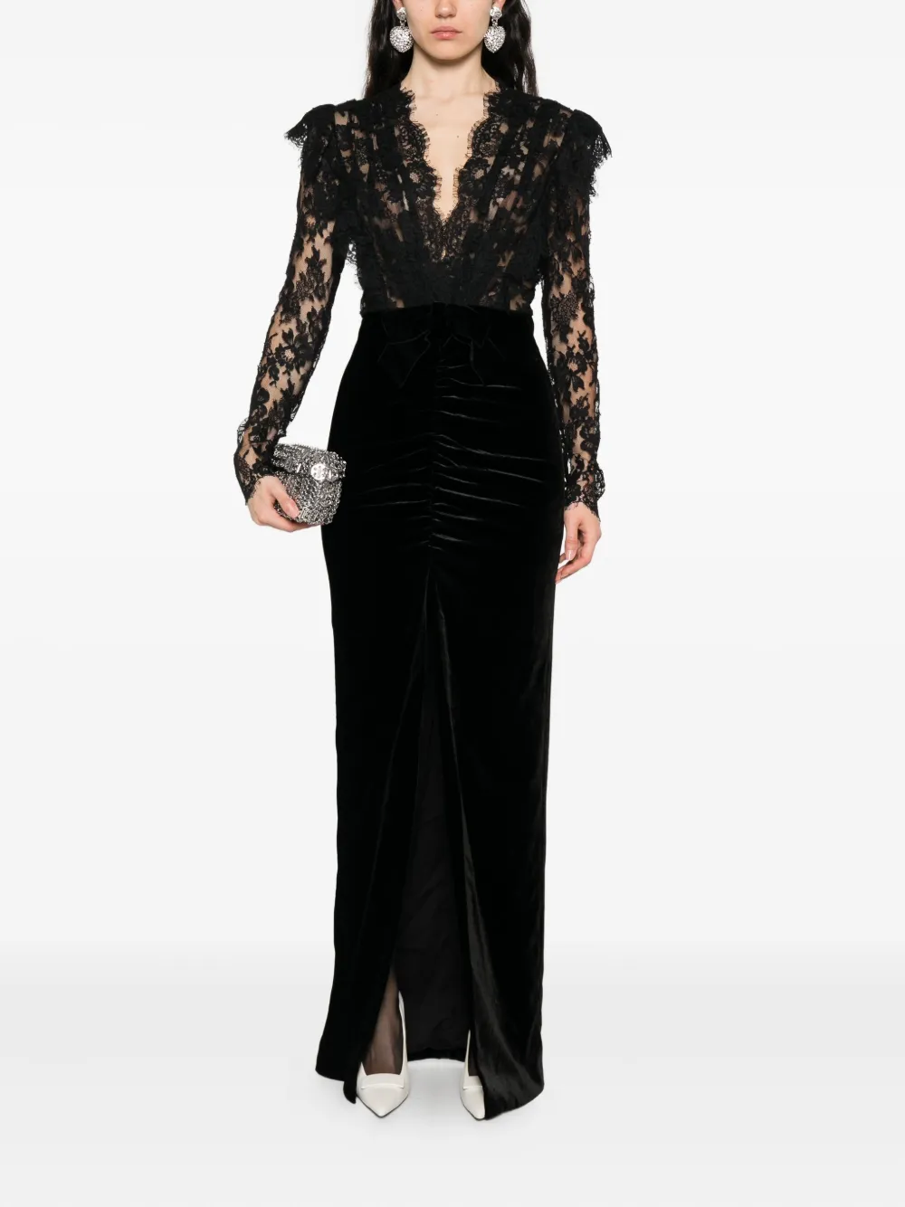 Alessandra Rich lace-embellished dress Zwart