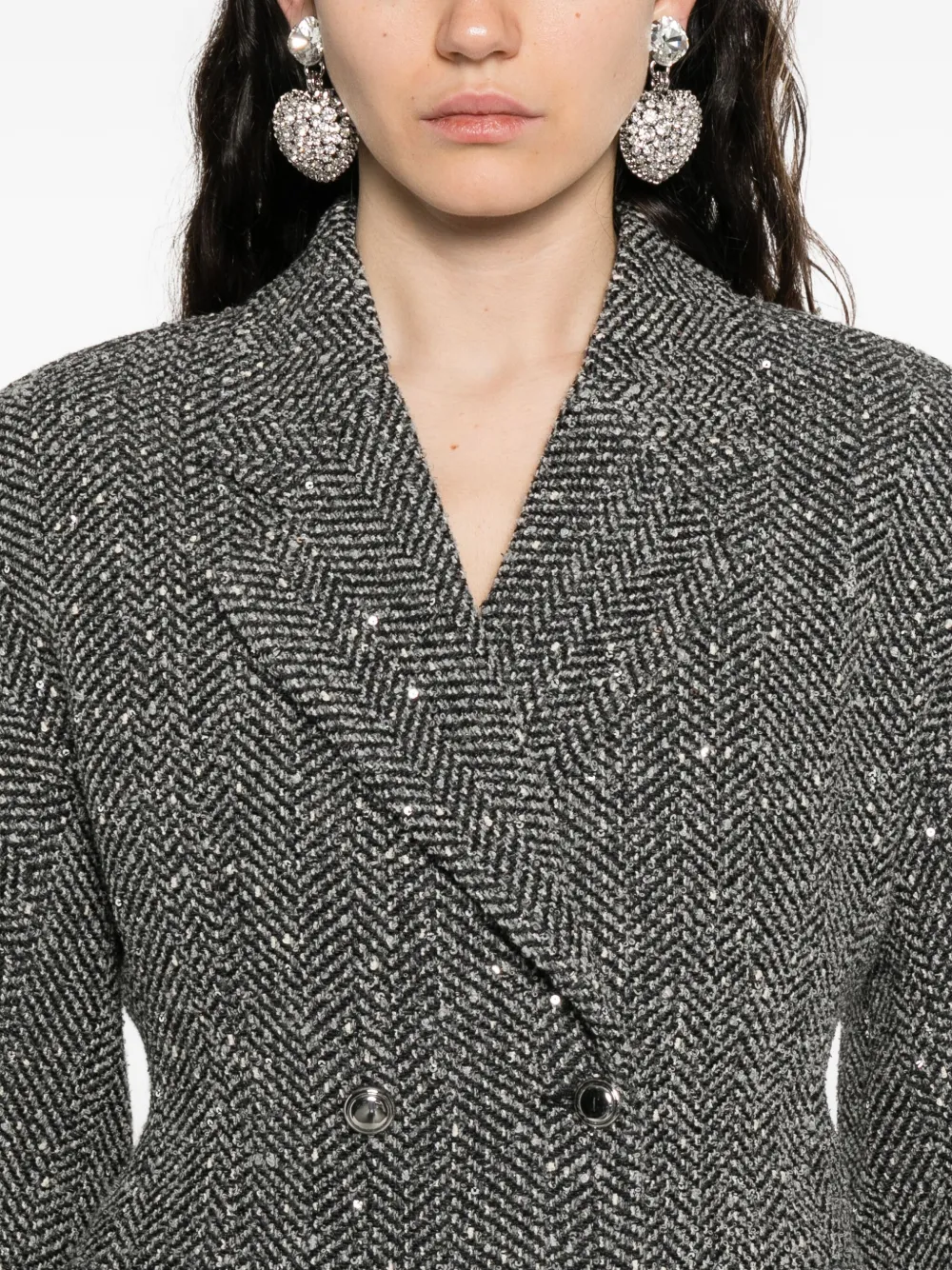 Alessandra Rich Jack verfraaid met pailletten en visgraatpatroon Grijs