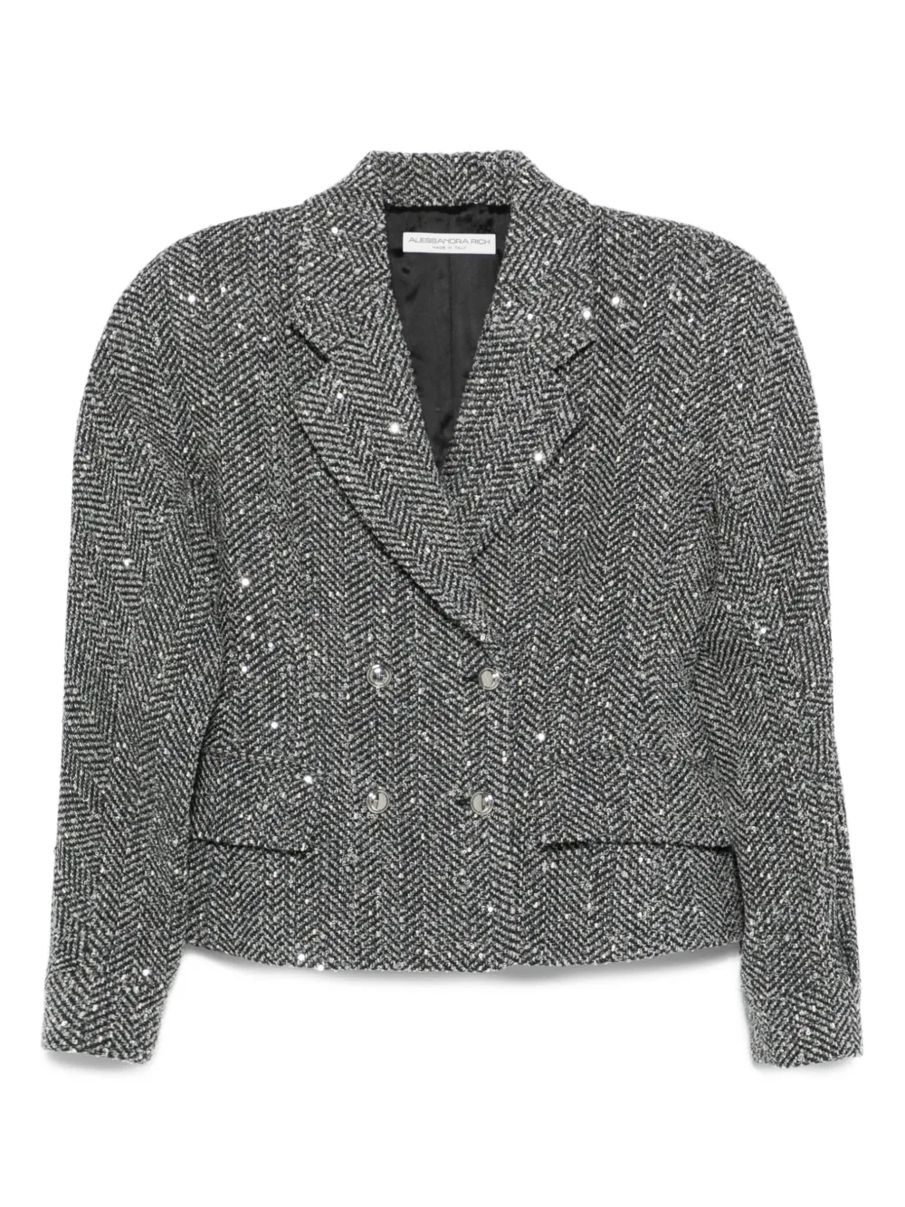 Alessandra Rich sequin-embellished herringbone jacket Grijs