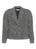 Alessandra Rich sequin-embellished herringbone jacket - Grey