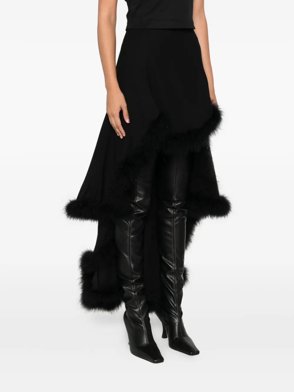 Mugler trimmed asymmetric skirt Zwart