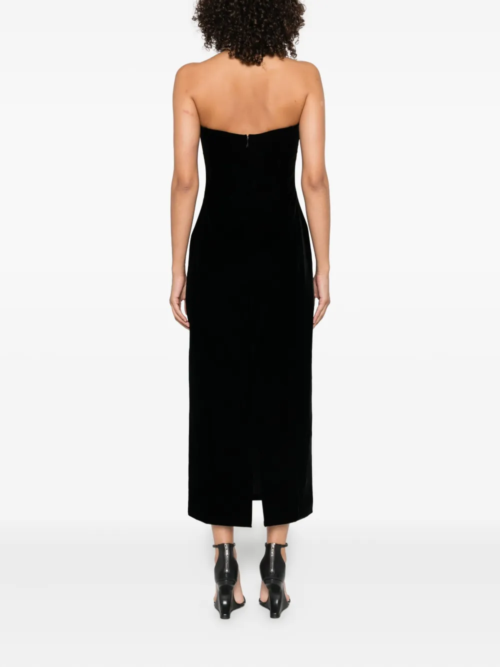 Mugler Signature sweetheart-neckline velvet dress Zwart