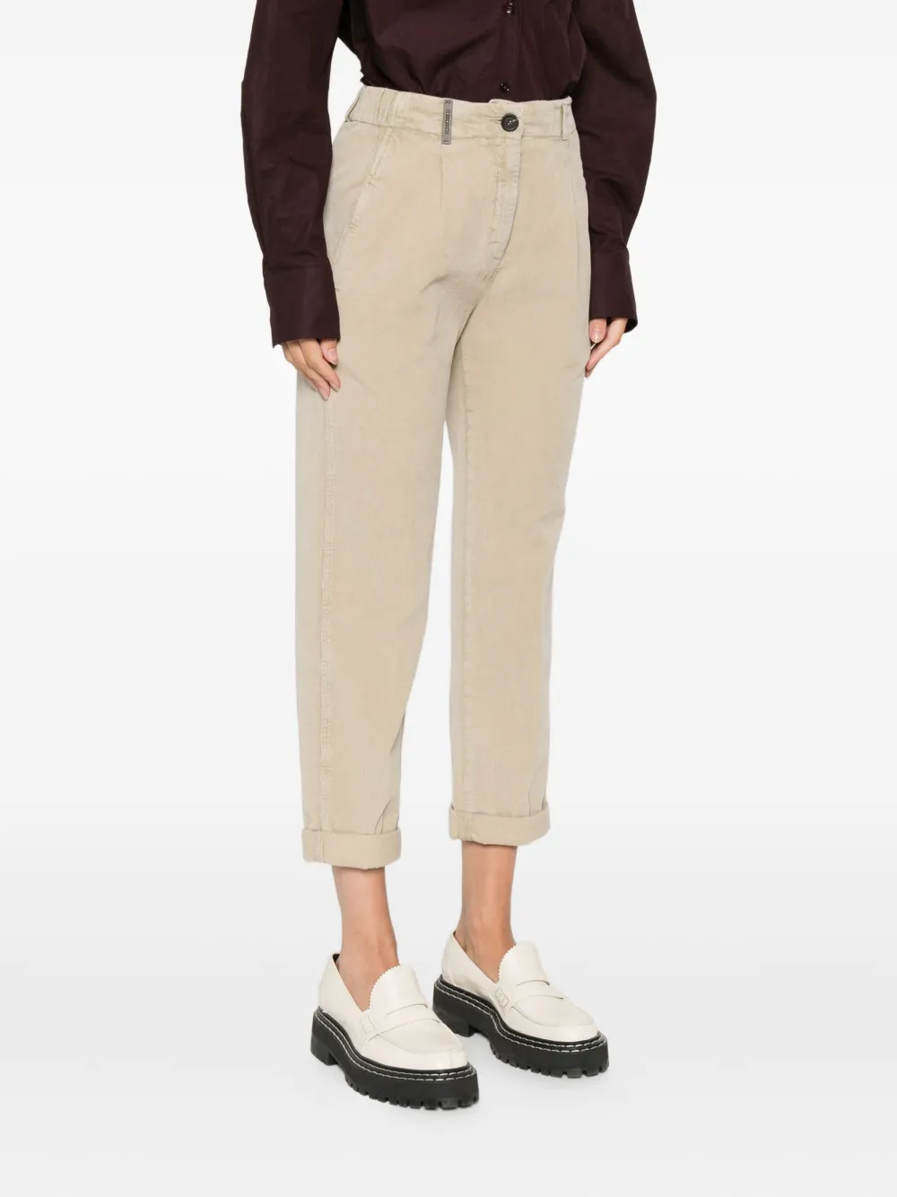 Peserico pleated cuffed trousers Beige