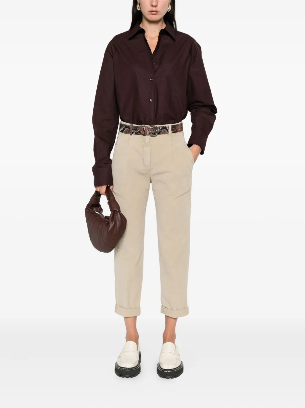 Peserico pleated cuffed trousers Beige