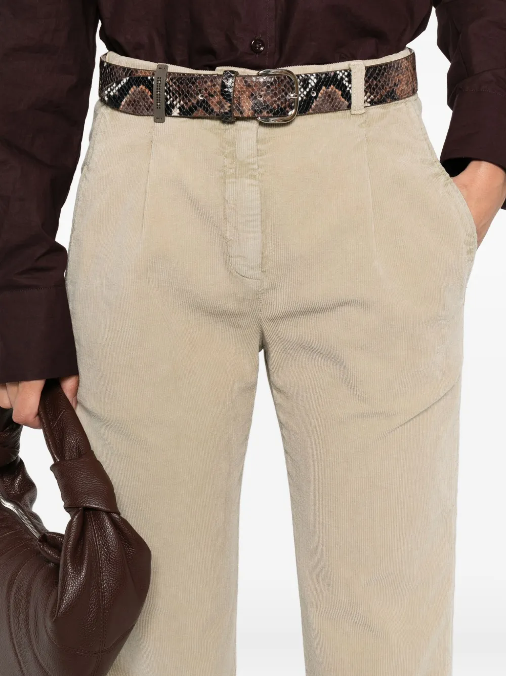 Peserico pleated cuffed trousers Beige